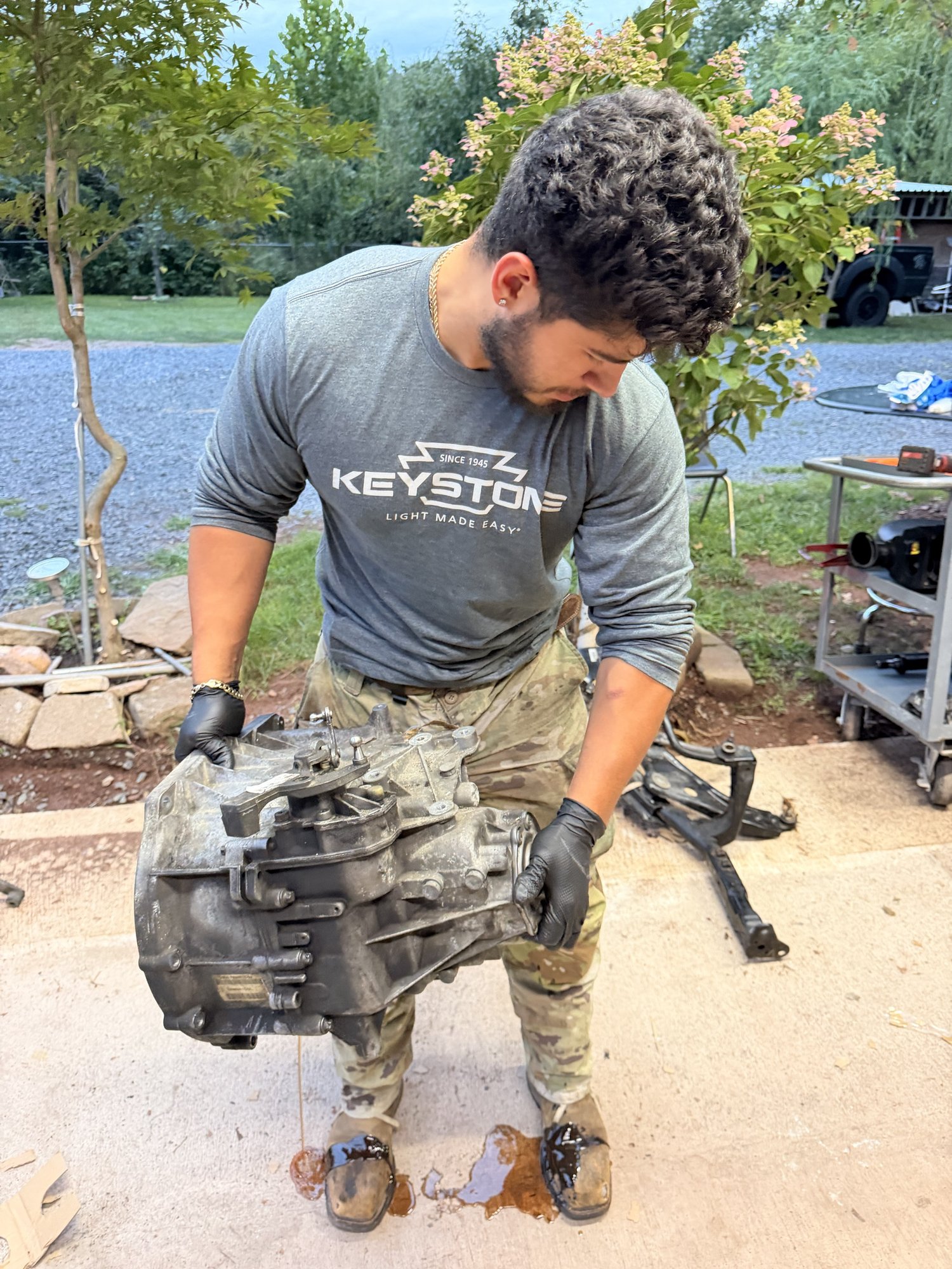 Transmission removed from a car for repair